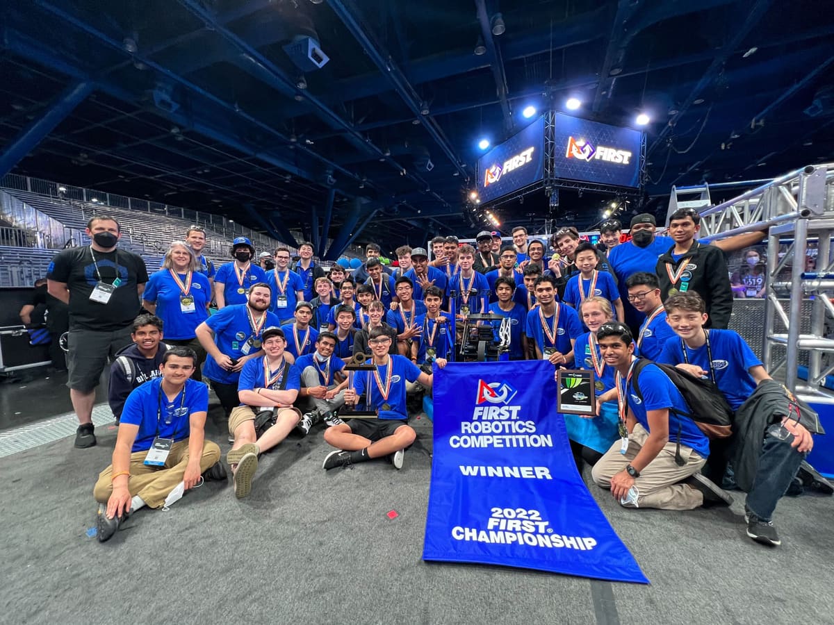 Team 254 on the field after winning the 2022 FIRST World Championship